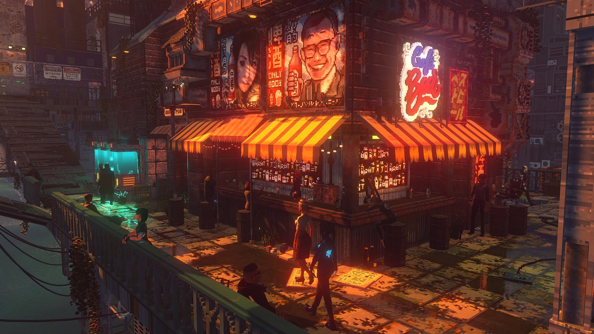 Nivalis Nights noodle stand and dense city market scene